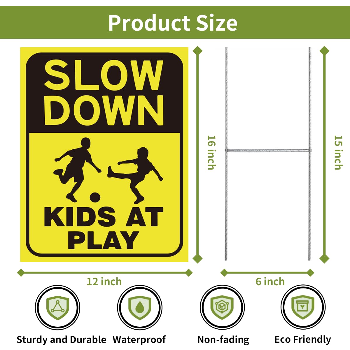 2 Pack Kids at Play Signs for Street with Metal Stake, Children at